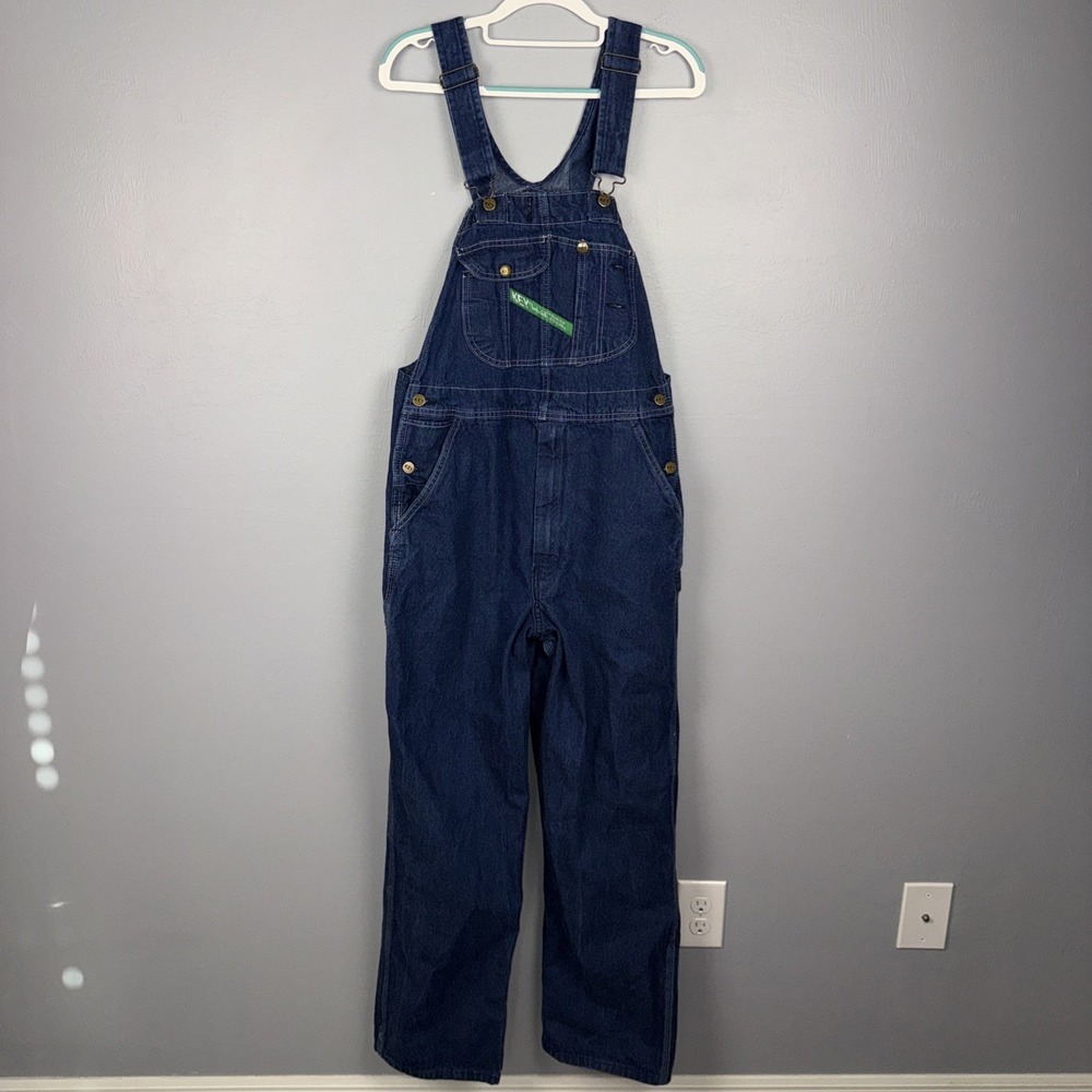 KEY Imperial Denim Bib Overalls Men's *34x31 Carpenter Workwear Farm Y2K *READ